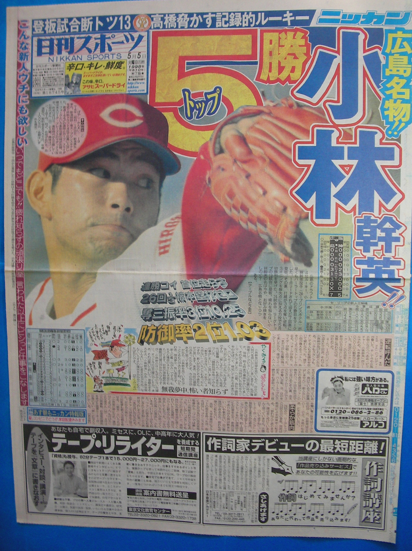 1998年一面コレ25 広島名物 小林幹英 日刊スポーツで一面に 輝きを見せたこの年の活躍 忘れません あらやまの 1990年代 スポーツ 新聞コレクション